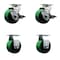 Service Caster 4 Inch Green Poly on Cast Iron Caster Set with Roller Bearings 2 Brakes 2 Rigid SCC-20S420-PUR-GB-TLB-2-R-2 - alternate 1